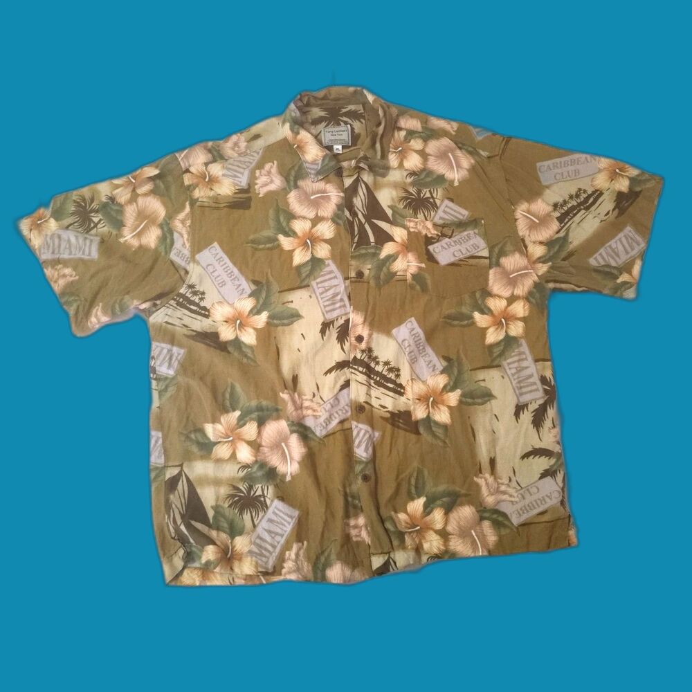 Vintage Tony Lambert Hawaiian Shirt Size XL Button Up Golf Beach Vacation
